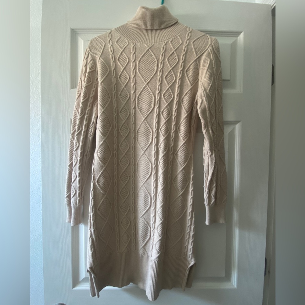 Khaki Bodycon Turtleneck Sweater Dress